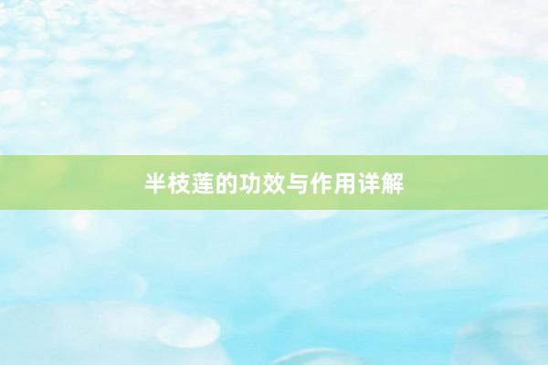 半枝莲的功效与作用详解